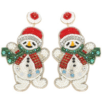 CHRISTMAS SCARFED SNOWMAN POST EARRINGS