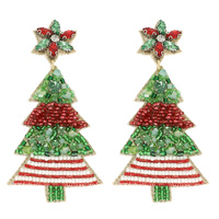 CHRISTMAS TREE JEWELED POST EARRINGS