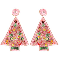 CHRISTMAS TREE JEWELED POST EARRINGS