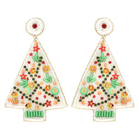 CHRISTMAS TREE JEWELED POST EARRINGS