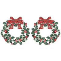 CHRISTMAS WREATH RHINESTONE PAVE EARRINGS