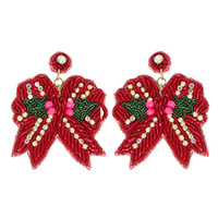 CHEVRON CHRISTMAS BOW POST DANGLE EARRINGS