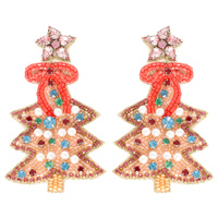 DECORATED CHRISTMAS TREE JEWELED EARRINGS