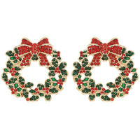 CHRISTMAS WREATH RHINESTONE PAVE EARRINGS