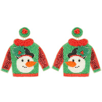 UGLY CHRISTMAS SWEATER SNOWMAN EARRINGS