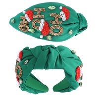 JEWELED HO HO HO BEADED KNOTTED HEADBAND