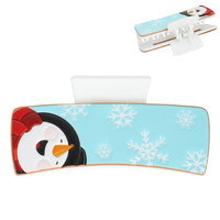 CHRISTMAS SNOWMAN TOOLED LEATHER HAIR CLAW CLIP