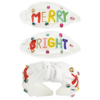 CHRISTMAS "MERRY BRIGHT" JEWELED TOP KNOTTED HEADBAND