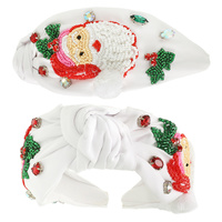 CHRISTMAS JEWELED CLAUS TOP KNOTTED HEADBAND