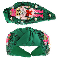 CHRISTMAS NUTCRACKER JEWELED TOP KNOTTED HEADBAND