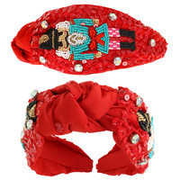 CHRISTMAS NUTCRACKER JEWELED TOP KNOTTED HEADBAND