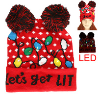 CHRISTMAS THEME LIGHT UP WINTER BEANIE