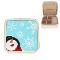 CHRISTMAS SNOWMAN THEMED LEATHER JEWELRY BOX