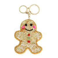 CHRISTMAS GINGERBREAD MAN BEADED KEYCHAIN