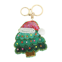 CHRISTMAS NIGHTCAP TREE BEADED KEYCHAIN