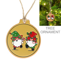 CHRISTMAS GNOMES TOOLED LEATHER ORNAMENT