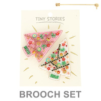 2 PACK ASSORTED CHRISTMAS TREE BROOCH PIN SET