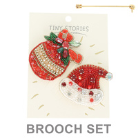 2 PACK CHRISTMAS THEME ASSORTED BROOCH PIN SET