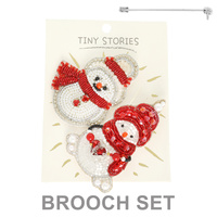 2PK CHRISTMAS THEME JEWELED BROOCH PIN SET