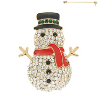 CHRISTMAS SCARFED SNOWMAN BROOCH PIN