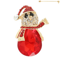 SNOWMAN RHINESTONE GEMSTONE CHRISTMAS BROOCH PIN