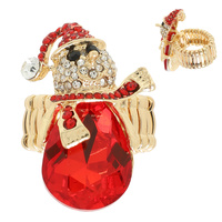 CHRISTMAS RHINESTONE SNOWMAN STRETCH RING